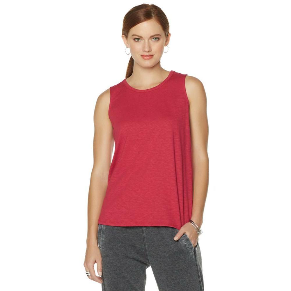 Wendy Williams Women's Stylish Slub Knit Sleeveless Tank Top Red Small Size HSN